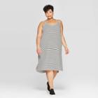 Women's Plus Size Striped Sleeveless Scoop Neck Dress - Ava & Viv Black/white