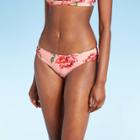 Women's Cinch Side Hipster Bikini Medium Coverage Swim Bottom - Kona Sol Pink Floral Xs, Women's,