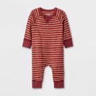 Baby Boys' Striped Romper - Cat & Jack Maroon Newborn, Red