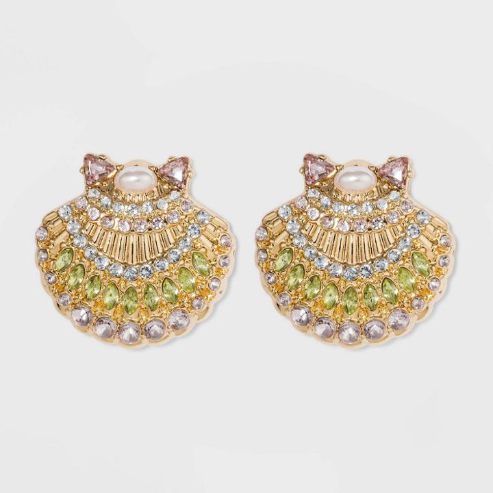 Sugarfix By Baublebar Crystal Embellished Seashell Stud Earrings - Clear