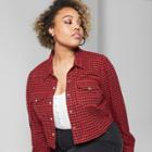 Women's Plus Size Long Sleeve Plaid Button-down - Wild Fable Red