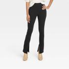 Women's High-waisted Split Hem Leggings - A New Day Black