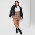 Women's Plus Size Plaid High-rise Zip-front Corduroy Mini Skirt - Wild Fable Tan