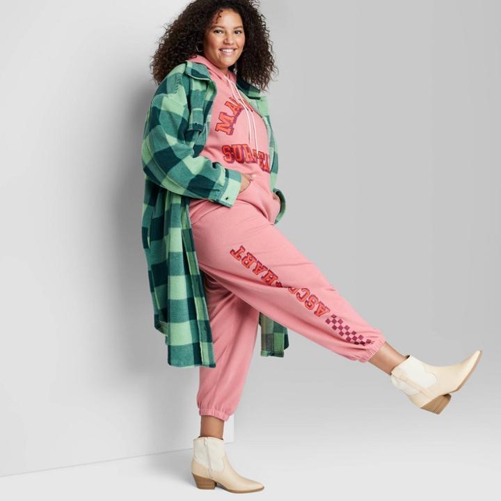 Women's Plus Size Ascot + Hart Malibu Surf Team Graphic Jogger Pants - Pink