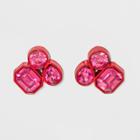 Cluster Stone Button Earrings - A New Day Fuchsia