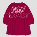 Girls' Spirit Riding Free Long Sleeve Dress - Burgundy