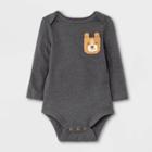 Baby Boys' Animal Long Sleeve Bodysuit With Pocket - Cat & Jack Charcoal Gray Newborn