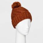 Women's Cable Cuffed Beanie With Poms - Universal Thread Orange