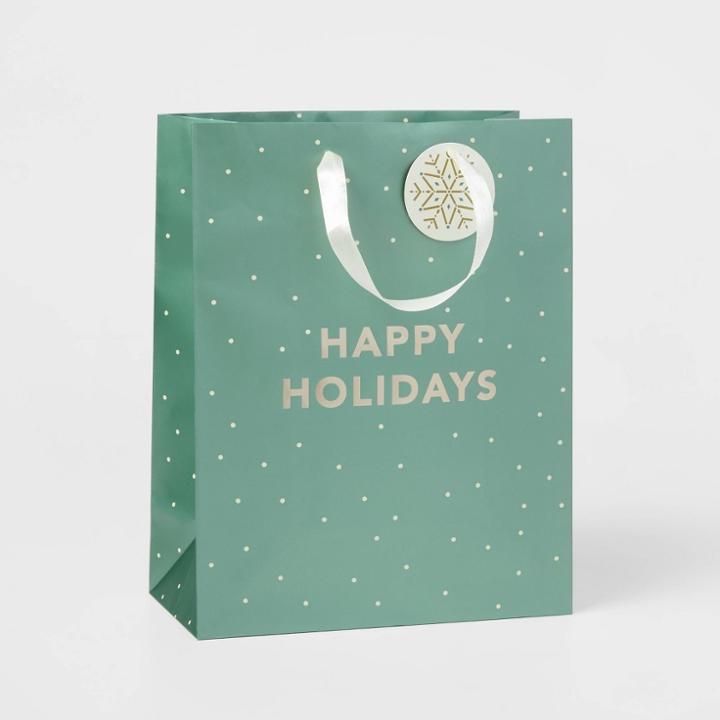 Happy Holidays Gift Bag Sage - Wondershop