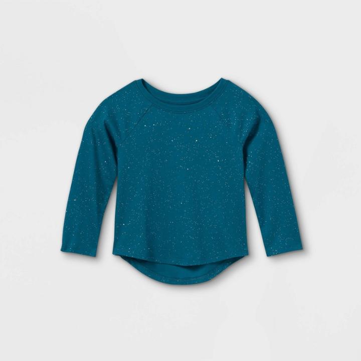 Toddler Girls' Sparkle Long Sleeve T-shirt - Cat & Jack Teal
