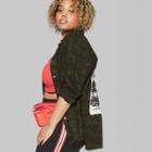 Women's Plus Size Camo Print Long Sleeve Button-down Shirt With Back Patch - Wild Fable Olive