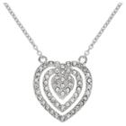 Target Triple Heart Pendant In Silver Plate With Crystals From Swarovski - Clear/gray