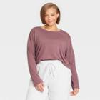 Women's Plus Size Long Sleeve T-shirt - A New Day Purple