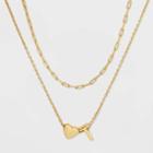 14k Gold Dipped 't' Initial With Heart Chain Necklace - A New Day Gold