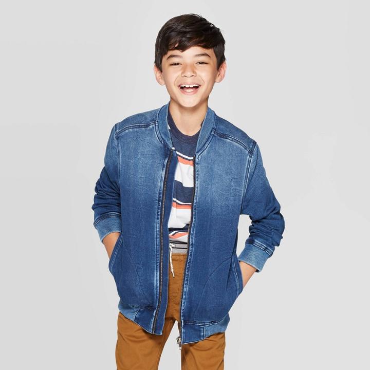 Boys' Knit Bomber Jacket - Cat & Jack Blue