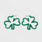 No Brand St. Patrick's Day Open Clover Earrings - Green, Women's,