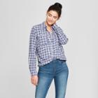 Women's Plaid Long Sleeve Shirt - Universal Thread Blue