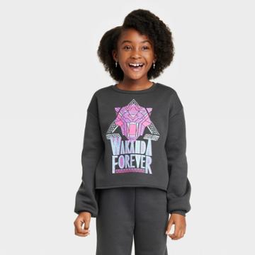 Girls' Black Panther Wakanda Forever Dreamy Fleece Sweatshirt - Black