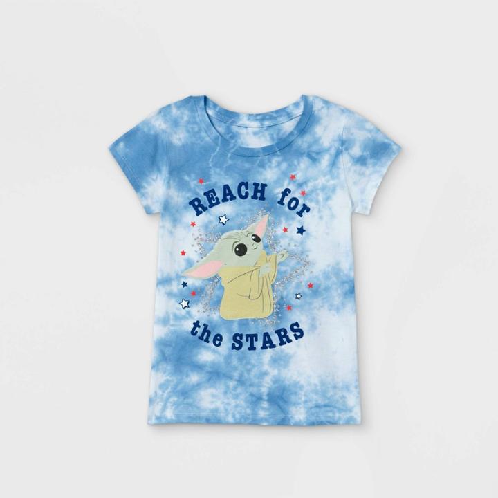 Girls' Star Wars Baby Yoda Short Sleeve Graphic T-shirt - Blue