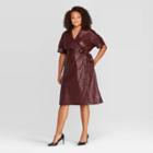 Women's Plus Size Short Sleeve V-neck Midi Dress - Who What Wear Plum 3x, Women's, Size: