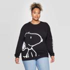 Women's Peanuts Snoopy Plus Size Long Sleeve Sweatshirt (juniors') - Black 3x, Women's,