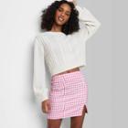 Women's Side Slit Mini Skirt - Wild Fable Pink Plaid