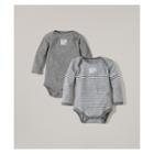 Burt's Bees Baby Organic Cotton 2pk Long Sleeve Bodysuit Set - Heather Gray