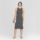 Women's Striped Sleeveless Crew Neck Knit Dress - A New Day Black/white