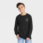 Boys' Wave Smiley Faces Long Sleeve Graphic T-shirt - Art Class Black