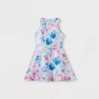 Zenzi Girls' U-neckline Printed Floral Sleeveless Dress - Blue