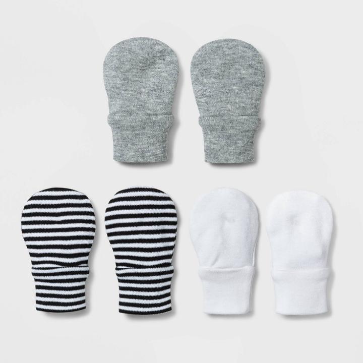 Baby 3pk Basic Mittens - Cloud Island White One Size, Blue/white