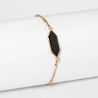 Boxed Hexagon With Onyx Semi-precious Stone Bolo Bracelet - A New Day Black, Women's