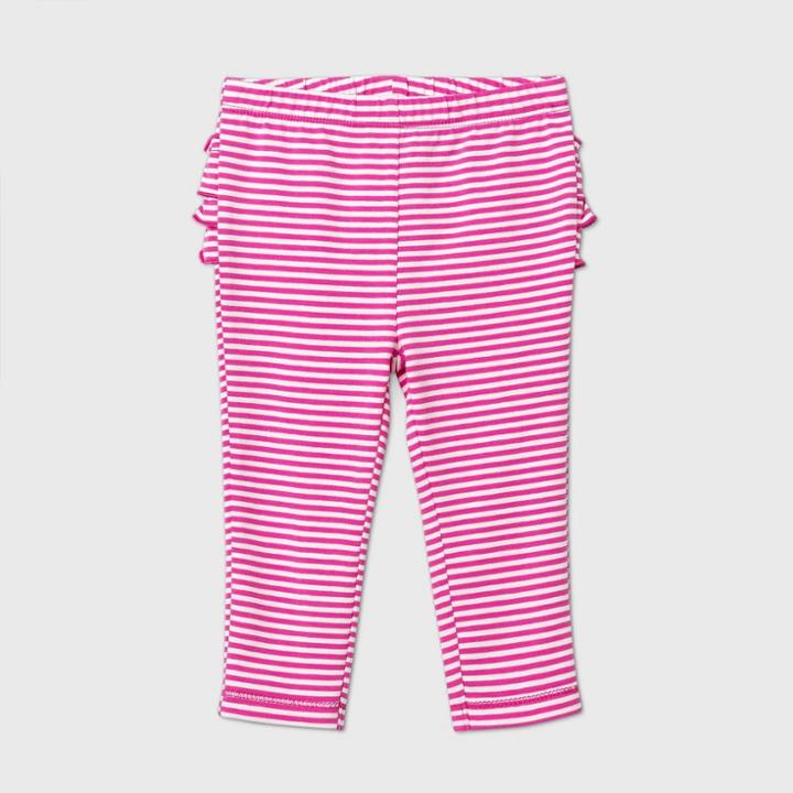 Baby Girls' Striped Ruffle Bum Pull-on Pants - Cat & Jack Pink Newborn
