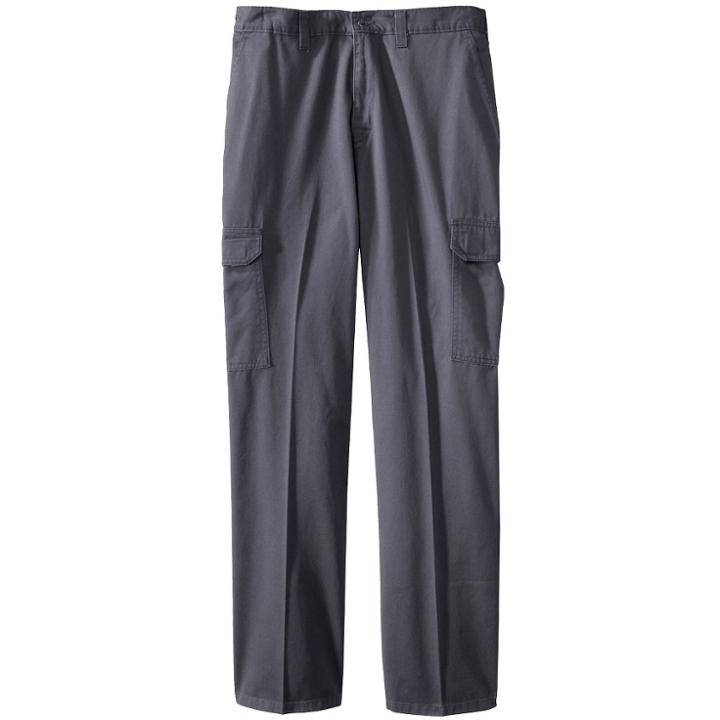 Dickies Men's Big & Tall Loose Straight Fit Cotton Cargo Work Pants- Charcoal (grey)