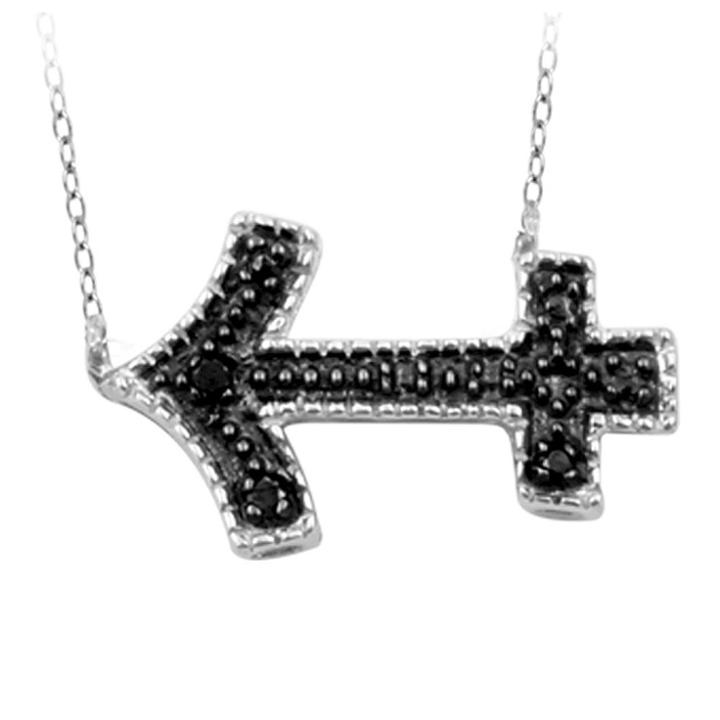Distributed By Target Women's Accent Round-cut Black Diamond Pave Set Sagittarius Zodiac Pendant - White