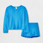 Girls' Solid Long Sleeve Pajama Set - Art Class Blue