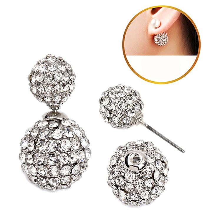 Zirconmania Women's Zirconite Crystal Pave Peekaboo Earring - Clear