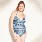 Maternity Printed Wrap Halter Neck One Piece - Isabel Maternity By Ingrid & Isabel Blue S, Women's,