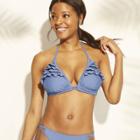 Women's Ruffle Triangle Bikini Top - Xhilaration Dusty Blue D/dd Cup