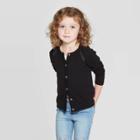 Toddler Girls' Long Sleeve Cardigan - Cat & Jack Black 12m, Toddler Girl's