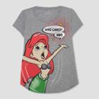 Girls' Disney Princess Ariel 'who Cares' Short Sleeve T-shirt - Heather Gray