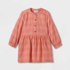 Toddler Girls' Plaid Button-front Long Sleeve Dress - Cat & Jack Rose