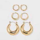 Shiny Gold Trio Hoop Earring Set 3pc - Wild Fable Gold