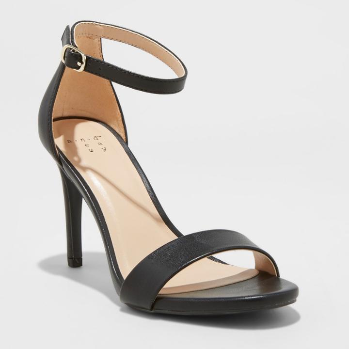 Women's Myla Wide Width Stiletto Pumps - A New Day Black 10w,