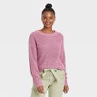 Women's Crewneck Textured Pullover Sweater - Universal Thread Purple