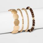 Wood Beads, Acrylic/metal Beads Multi 4 Row Stretch Bracelet Set - Universal Thread