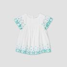 Petitegirls' Short Sleeve Embroidered Stripe Woven Blouse - Cat & Jack White