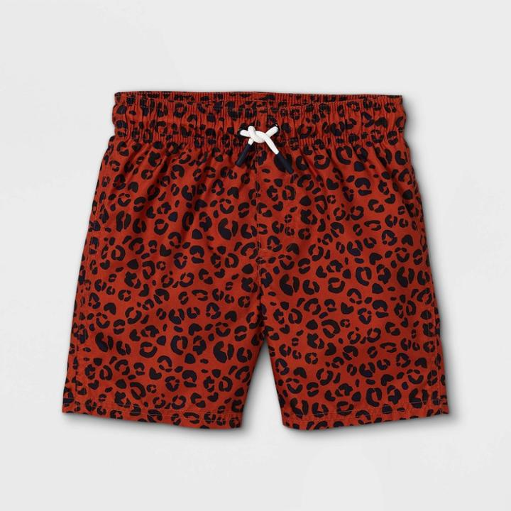 Toddler Boys' Cheetah Print Swim Trunks - Cat & Jack Orange