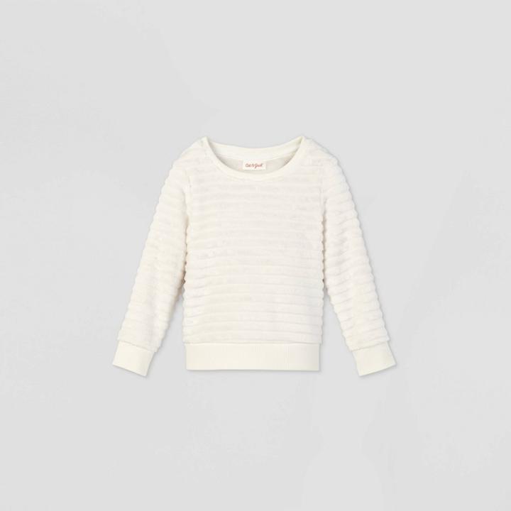 Toddler Girls' Solid Sherpa Rib Pullover - Cat & Jack Cream