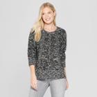 Women's Marble Long Sleeve Button Sided Pullover - Knox Rose Black